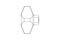 Cross knob E 80X M12